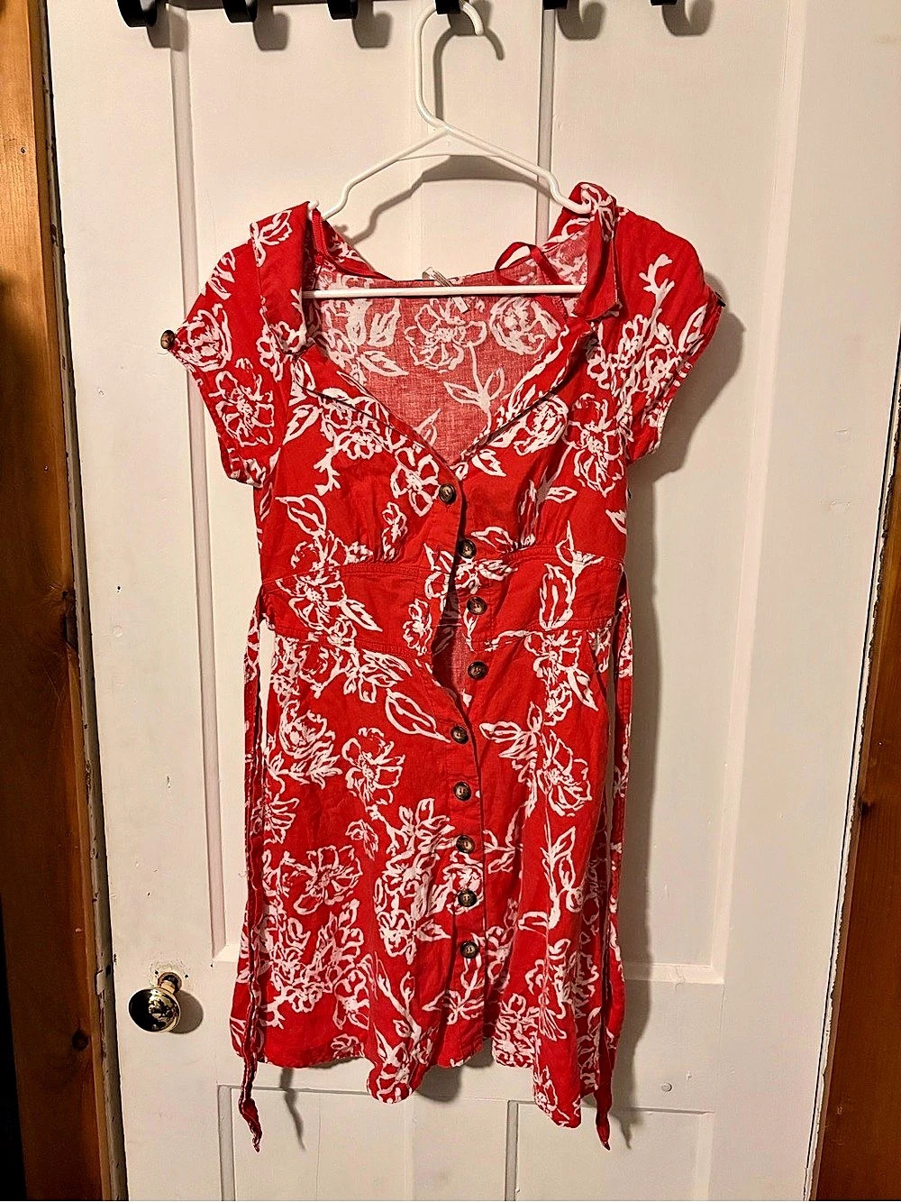 Floral Mini Dress in Red & White Like New